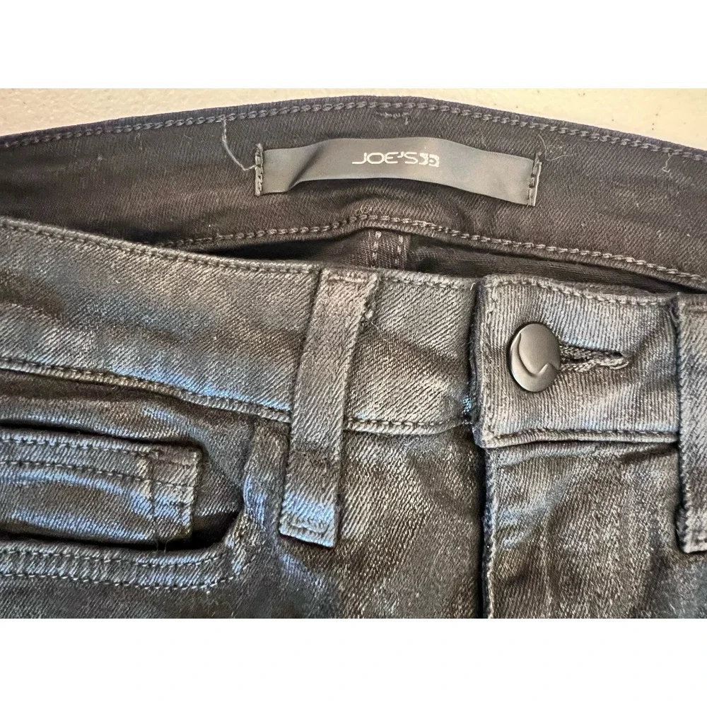 Joes Jeans Womens 25 Black‎ Wax Coated The Skinny Cotton Spandex